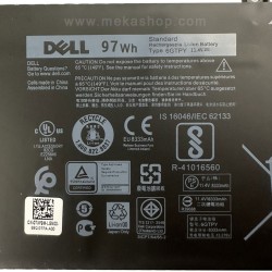 باتری اورجینال لپ تاپ دل Pn: 6GTPY) Dell XPS 15 9560)