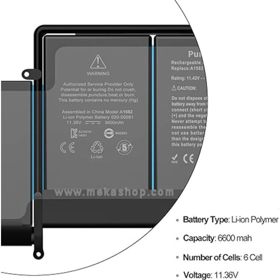 باتری اورجینال لپ تاپ اپل  MacBook Pro 13 inch Retina A1502
