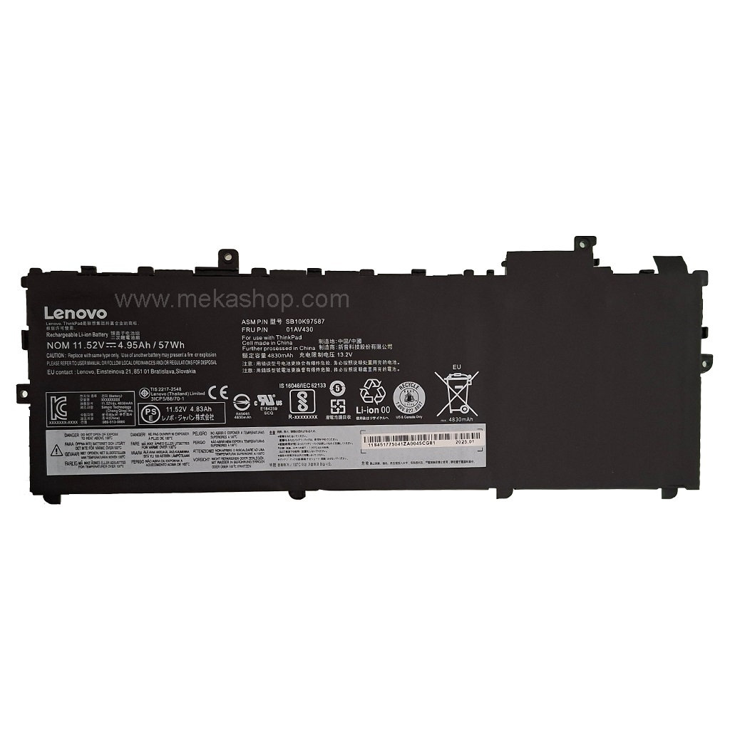 باتری اورجینال لپ تاپ لنوو Pn: 01AV430) Lenovo ThinkPad X1 Carbon 3Cells)