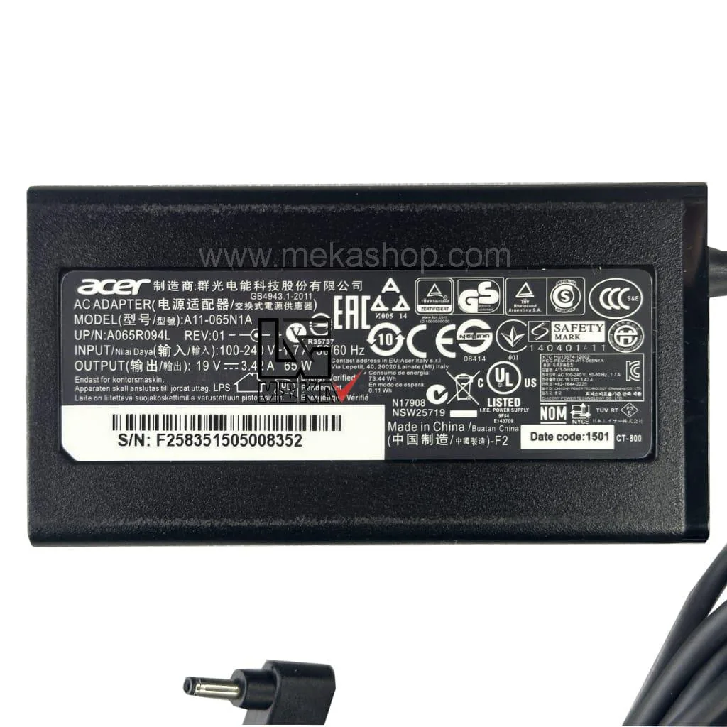 Acer 19V 3.42A Pin 3.0 1.1