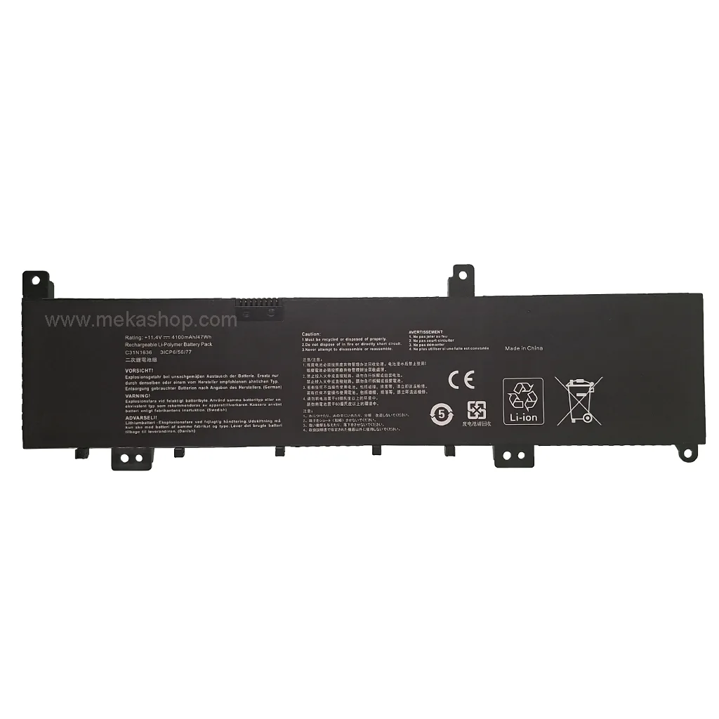 باتری لپ تاپ ایسوس Pn: C31N1636) Asus N580 3Cells)