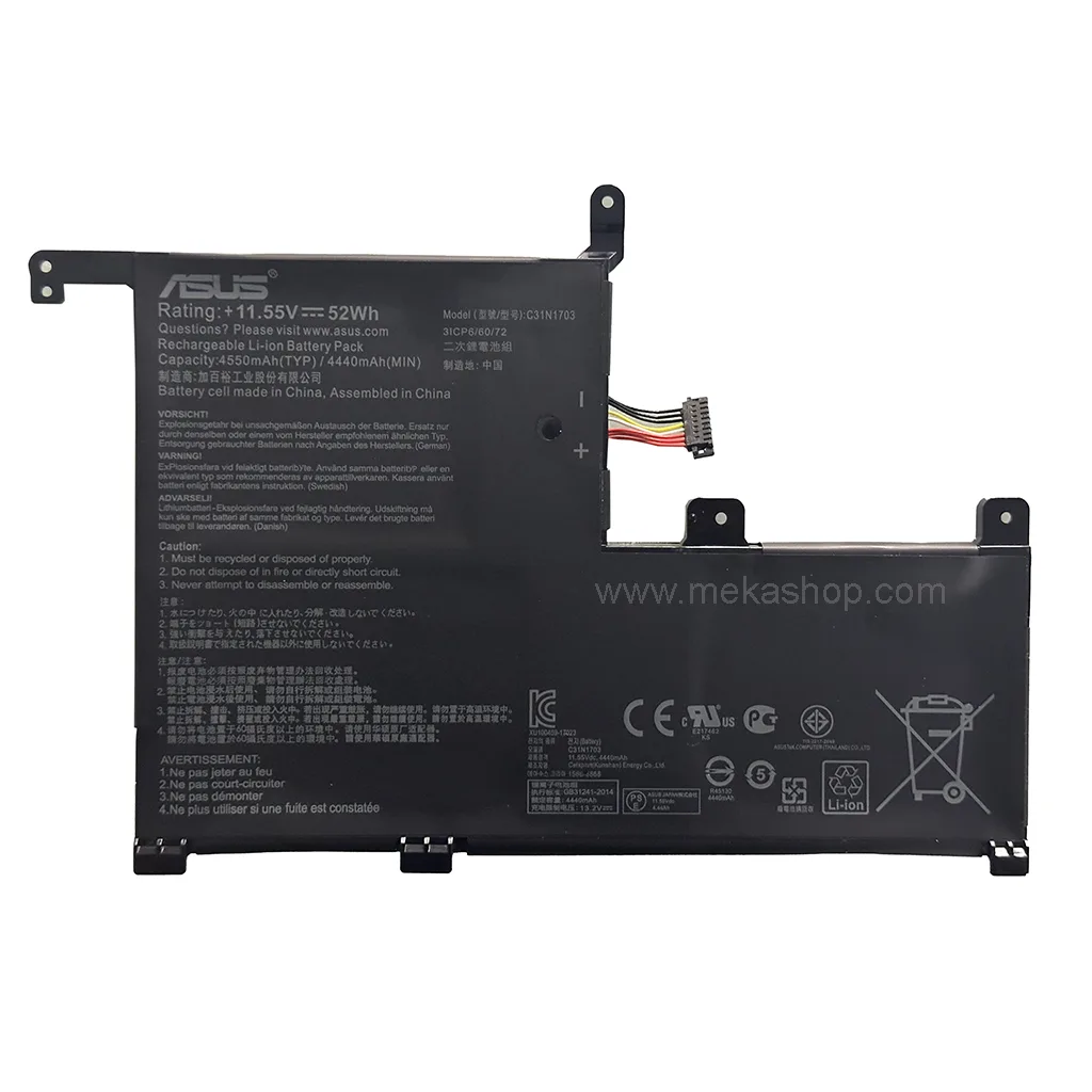 باتری اورجینال لپ تاپ ایسوس Pn: C31N1703) Asus...