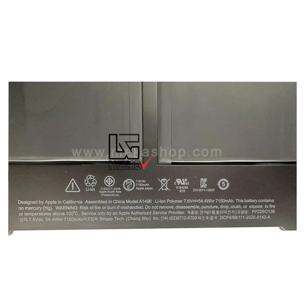 باتری اورجینال لپ تاپ اپل Apple MacBook Air 13 Inch A1466