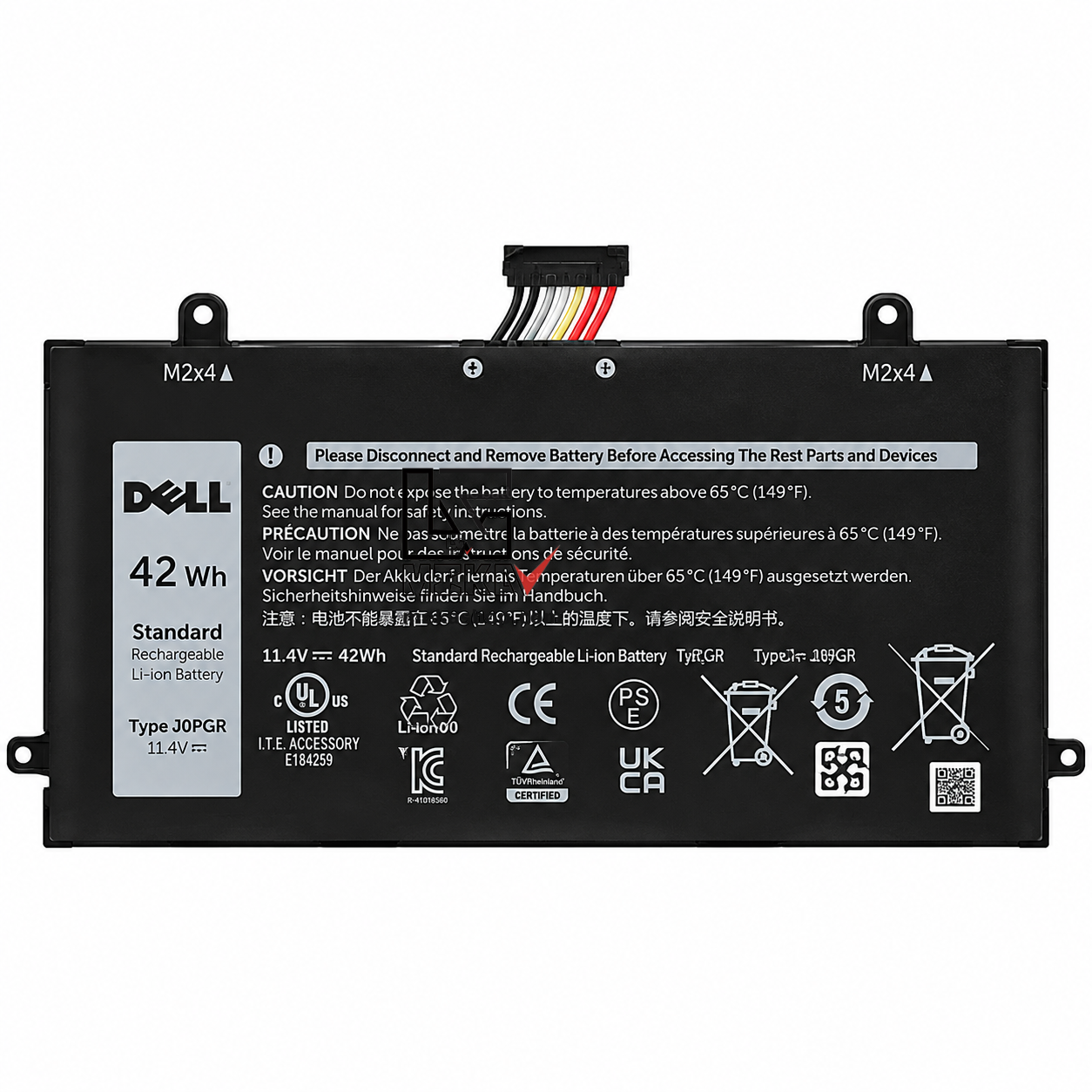 باتری اورجینال Dell Latitude 5285 J0PGR ظرفیت 5250 میلیآمپر ساعت 42 وات ساعت