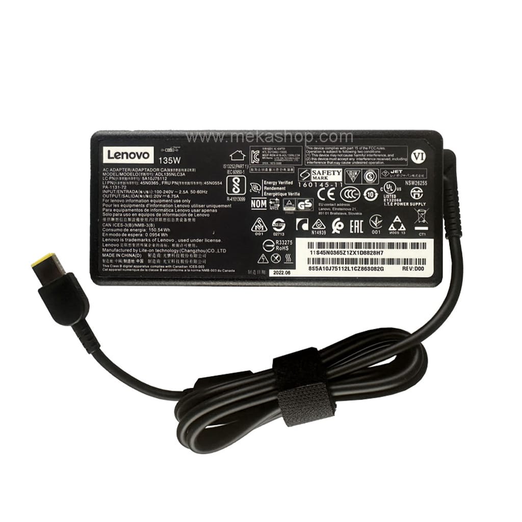 شارژر آداپتور اورجینال لپ تاپ لنوو Lenovo 20V 6.75A USB