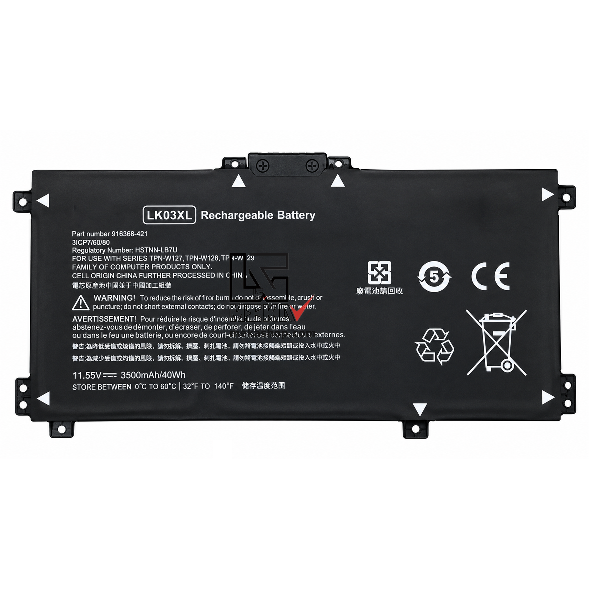 باتری لپ تاپ اچ پی HP مدل LK03XL مناسب لپ تاپ Envy X360 15-BP