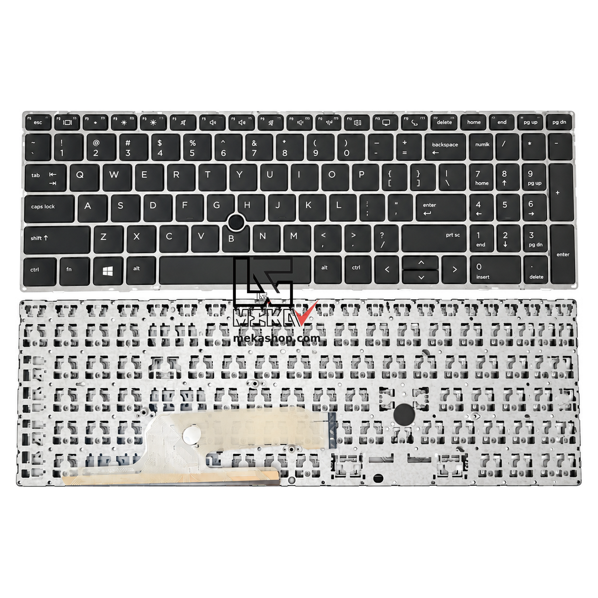 کیبورد لپ تاپ HP ZBook 15 G5 G6 G7 فریم نقره‌ای با کیبورد مشکی و پوینت